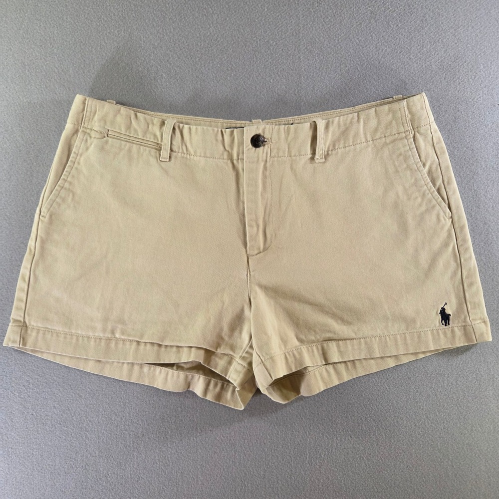 Ralph Lauren Sport Tan Khaki Cotton Chino Shorts Size 10 Pony Logo Preppy
